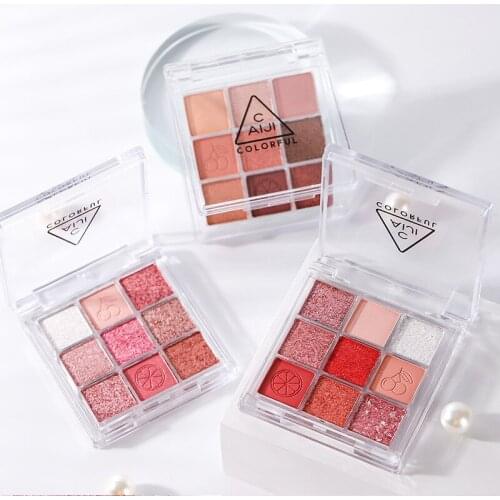 9 Colors/Set Transparent Eyeshadow Palette Pearly Matte Earth Color Eye Shadow Long Lasting Waterproof Eye Makeup Cosmetic TSLM1