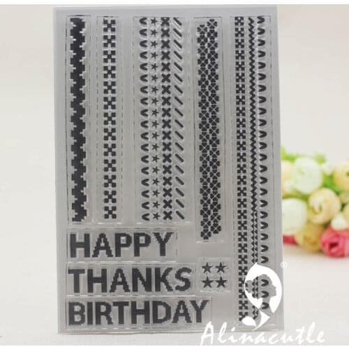 CLEAR STAMPS birthday strips sweater background Scrapbook Card album paper craft rubber roller transparent silicon stamp
