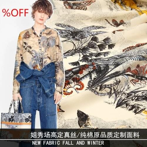 Silk crepe fabric / 100%cotton fabric tropical jungle animal digital printing clothing handmade fabric fashion spring and summer