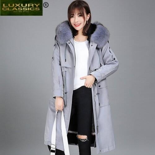 Real Fur Coat Winter Female Natural Rex Rabbit Fur Liner Jacket Large Fox Fur Hooded Clothes 2021 Korean Warm Coat LW1492