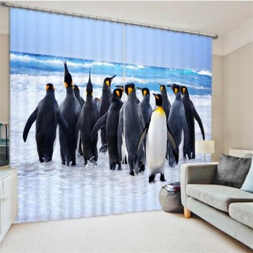 2017 Modern Luxury Dolphin penguin 3D Blackout Window Curtains For Kids Bedding room Living room Hotel Drapes Cortinas