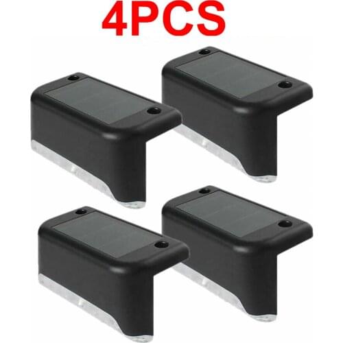 4pcs LED Solar Lamp Path Stair Outdoor Waterproof Wall Light Garden Landscape Step Stair Deck Lights Balcony Fence Solar Light