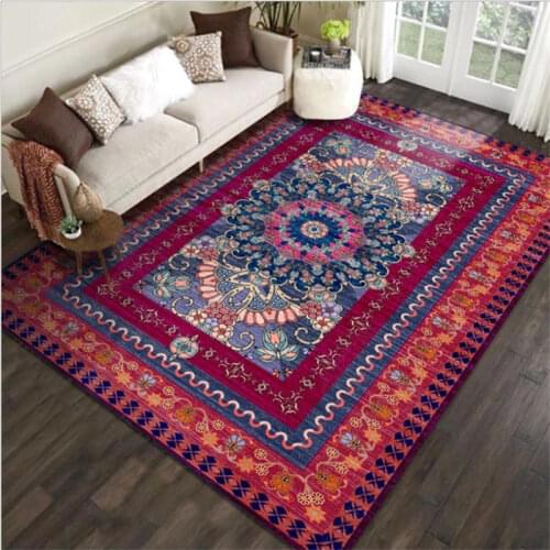 Carpets for Living Room Vintage Purple Red Persian Ethnic Pattern Carpet Christmas Rug Floor Mat Living Room Table Accessories