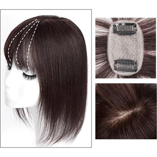 Bangs Hair 3D Air Bangs Top Hair Pieces Brazilian Human hair Non-remy Hair Natural Invisible Replacement Cover White Hair