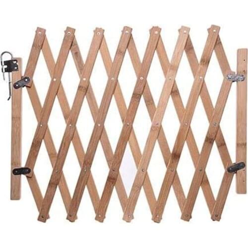 Pet Gate Retractable Accordion-Style Wooden Indoor Dog Fence Easy to Install