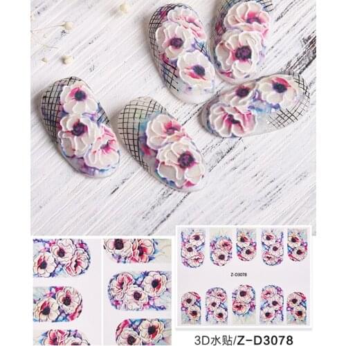 Z-D3903-3102 Nail Art Transfer Stickers Flower Decals Manicure Decoration Tips Spring /Summe Flower 3D Nail Art Stickers Decals
