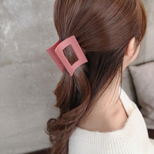 Women Solid Color Large Size Rectangle Acrylic Hair Clip Multiple Colorful Geometry Hair Crab Hair Claws For Girls Headwear