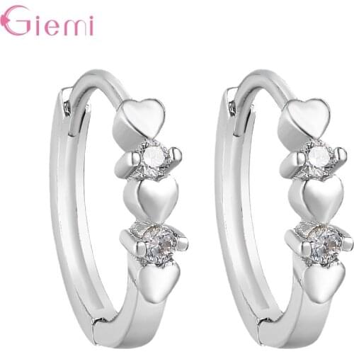 925 Sterling Silver Cute Heart Statement Earrings For Women Girls CZ Crystal 2021 Trend Fashion Jewelry Wholesale