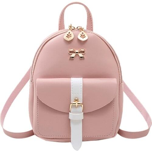 Womens Mini Backpack Luxury PU Leather Kawaii Backpack Cute Graceful Bagpack Small School Bags for Girls Bow-knot Leaf Hollow