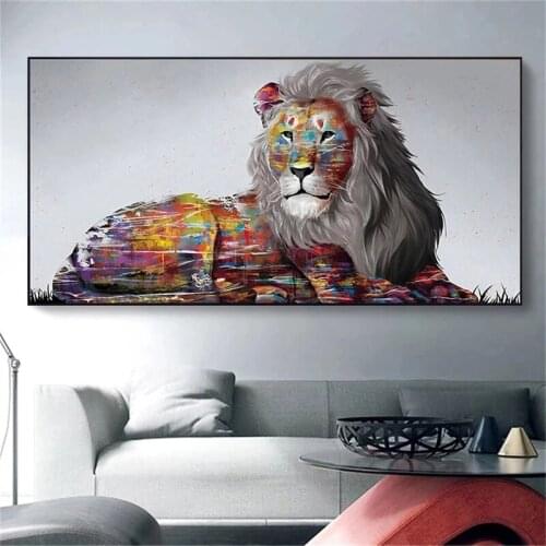 Animals Tiger Lion Horses Graffiti Art Canvas Painting Colorful Posters and Print Living Room Wall Decorative Picture Home Decor