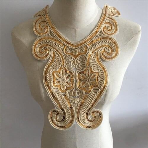 Fashion Exquisite Embroidery Lace Collar DIY Sequins Lace Neckline Decoration Sewing Clothes Applique Clothing Accessories