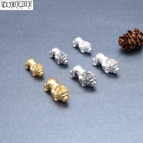 100% 3D 999 Silver Lion Beads Pure Silver Powerful Lion Beads Hard Silver Good Luck DIY Jewelry Findings Beads