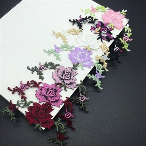 20pcs Blossom Flower Applique Clothing Embroidery Patch Fabric Sticker Iron On Patch Craft Sewing Repair Embroidered