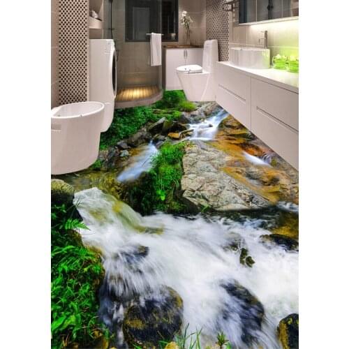 3 d pvc flooring custom self adhesion 3d River stone streams 3d bathroom flooring painting photo wallpaper for walls 3d