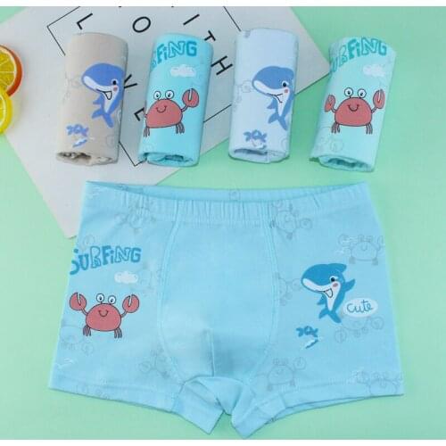 4Pcs/Lot Cotton Boys Kids Short Briefs Children Underwear Underpants Baby Panties 2-12Years Cartoon Printed Boy Boxers