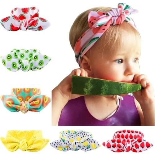 6pcs/lot New Fruit Series Children DIY Stretch Hair with Rabbit Ear Watermelon Baby Head Lead Rope