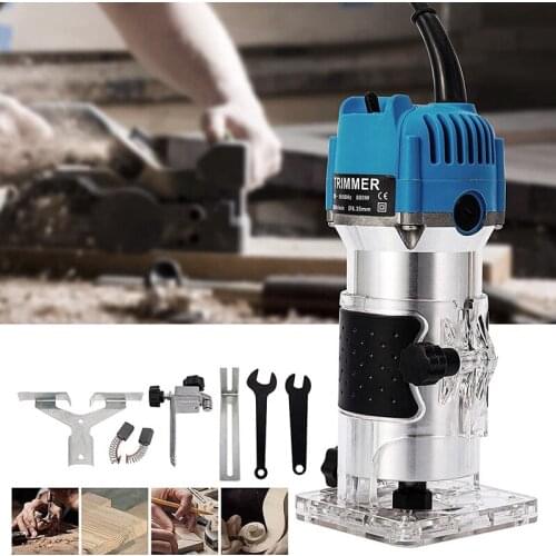 800W Woodworking Electric Trimmer Wood Milling Engraving Slotting Trimming Machine Carving Machine DIY Router Wood Dropshipping