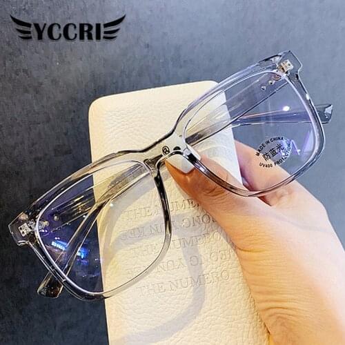 YCCRI 2020 Oversized Square Retro Transparent Glasses Clear Lenses Comotuer Square Eyeglasses Frames Reading Eyewear Spectacle