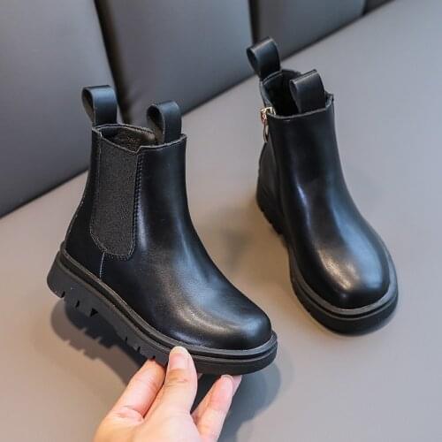 Girls Chelsea Boots 2020 Autumn New British Style Leather Fashion Martin Boots Shoes For Kids Girl Children Black Ankle Boots