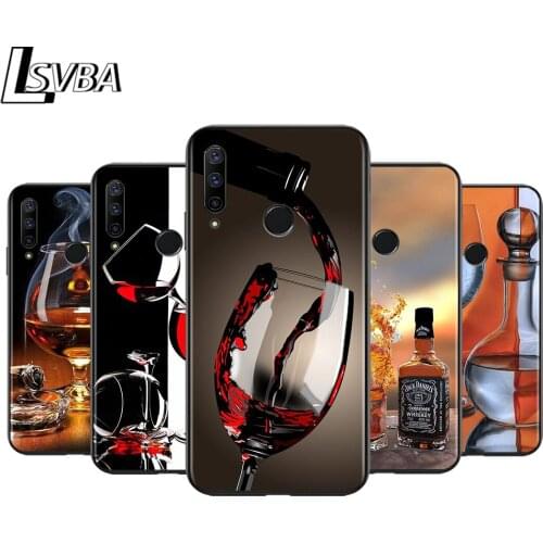 Anti-Fall Soft Black Cover Cool Wine Glass For Huawei Honor 30 20 10 9X 9 Lite Pro V20 20S 9S 9A 9C 9N Phone Case
