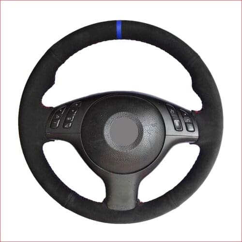Black Suede Hand Sew Steering Wheel Cover for BMW M Sport 3 Series E46 330i 330Ci 5 Series E39 540i 525i 530i M3 M5 2000-2006