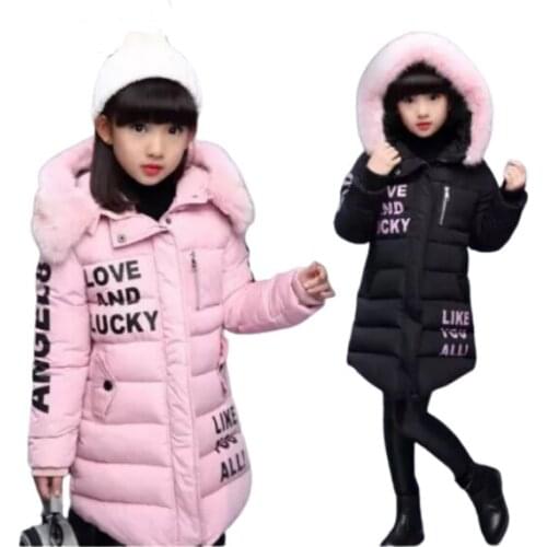 New Winter Children Outerwear & Coats Girls Long Parkas Winter Jackets Hooded Cotton Padded Baby Kids Warm Clothes 4- 12 Years