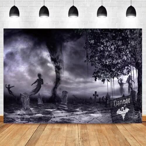 Halloween Background For Photography Danger Ghost Cemetery Scene Family Shoot Portrait Eve Night Party Photo Backdrop Photocall