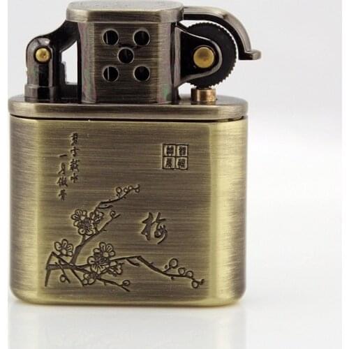 Pure Copper Creative Plum Retro Kerosene Lighter Smoking Accessories for Weed Rolling Papers Tobacco Gadgets for Men Good Gift
