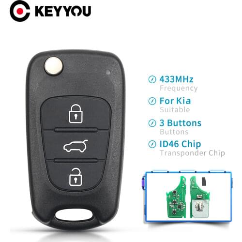 KEYYOU 3 Buttons 433Mhz ID46 Chip For KIA K2 K5 Rio Sportage Sorento Forte Key Flip Folding Smart Car Key Fob Remote Control