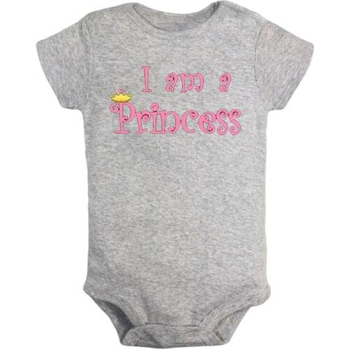 Cute I Am a Princess Prince Queen Newborn Baby Girl Boys Clothes Short Sleeve Romper Jumpsuit Outfits 100% Cotton Christmas Gift