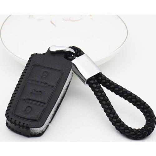 Leather Car Key Case Cover Protection Shell Skin For Volkswage VW Passat CC Magotan Phaeton R36 B7L B6 Car Keyring Car Keychain