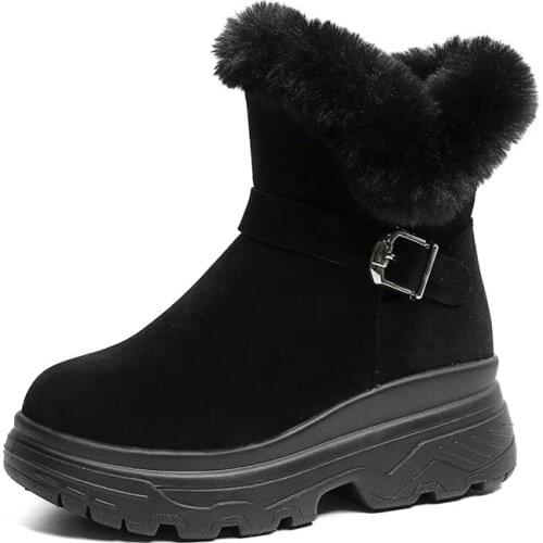 Nice Platform Sneakers Shoes Women Ankle Boots Fur Winter Nice Winter Shoes Women Snow Boots Black Sneakres Winter Snowboots