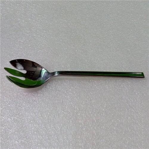 Stainless Steel Western Silver Spork Salad Spoon Round Salad Fork Fruit Forks Flatware Cutlery Kitchen Dinnerware Great