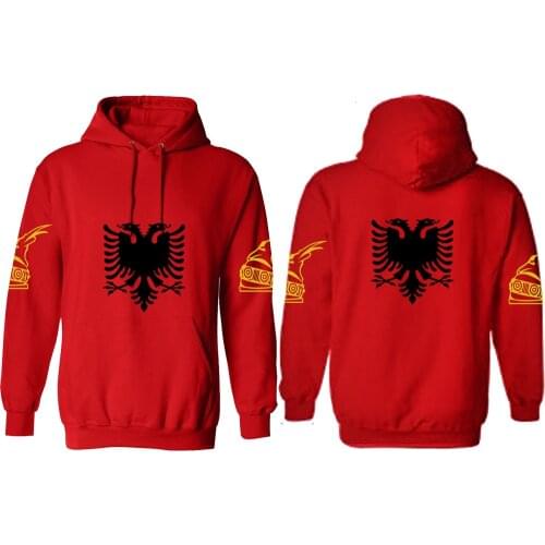 Albania eagle male youth student custom name number print photo pullover flag white red blue black casual sweatshirt clothes