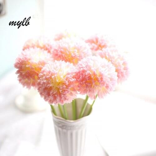 Mylb 6 PCS Green Ball Simulation Flowers Single Head Small Silk Silk Flowers Artificial Flowers Dried Flowers Wedding