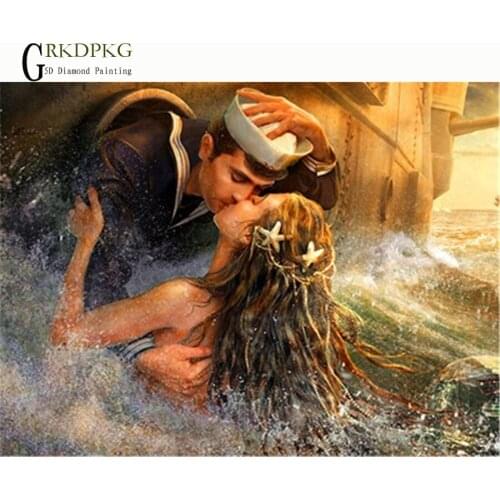 DIY diamond painting full drill square diamond embroidery Cross stitch pictures of rhinestones Wedding decoration Mermaid love