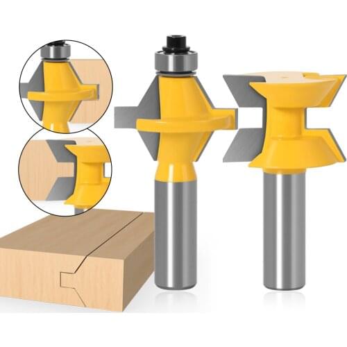 2Pcs 1/2" Shank 12mm shank Router Bit Set 120 Degree Woodworking Groove Chisel Cutter Tool