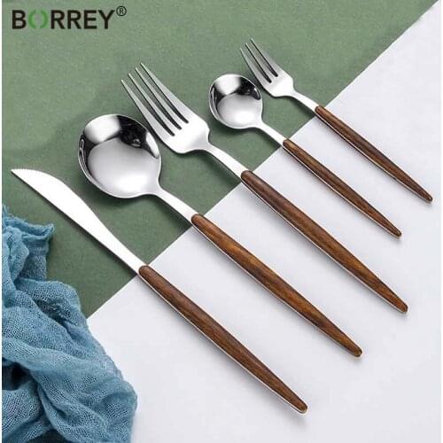 BORREY 30Pcs Gold Cutlery Sets Portugal Cutipol GOA Flatware Tableware Stainless Steel Cutlery Knives Spoon Fork Sliverware