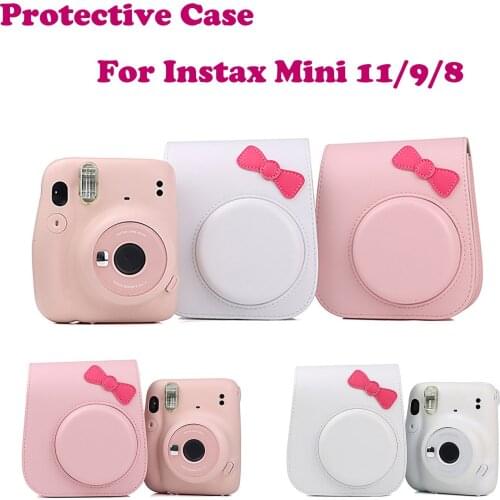 New Camera Case For Instax Mini 11/9 Leather Bag Solid Color Protective Shell For Instax Mini11 Shockproof Carrying Case Cover