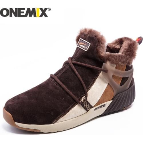 ONEMIX Winter Waterproof Hiking Boots Outdoor Slip-on Sport Shoes Increase Height Trekking Mountain Walking Climbing Sneakers