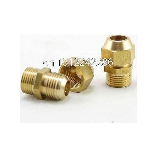 5PCS 6mm Flare Tube x 1/4"Male Thread Pipe Brass Adapter With Nut Connector