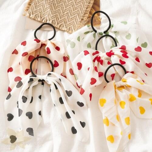 New Women Girls Elegant Elastic Hair Bands Rubber Band Headwear Heart-shaped Head Rope Gift Hair Bows Korean Headband