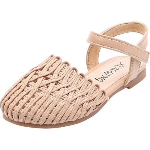 Toddler girl sandals toe cover childrens summer shoes childrens sandals wrapped soft-soled woven shoes 21-30