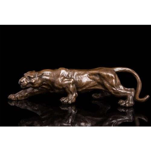 Large #TOP COOL ART # office home store business Mascot -efficacious Money Drawing bronze wild animal Leopard tiger statue