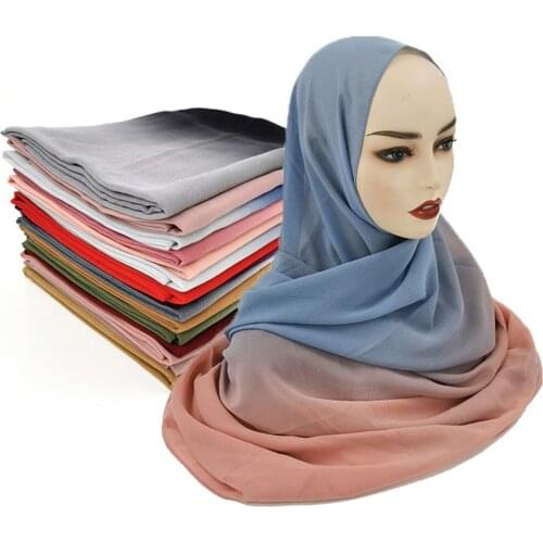 Mulsim Hijab Scarf Gradient Long Shawls Color Multi-function Womens Scarf Foldable Long Scarf Wrap Headscarf Hair Scarves