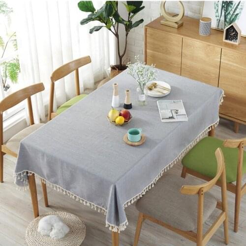 Cotton Tablecloth with Tassel Decorative Table Cloth Rectangular Tablecloth Home Dining Table Cover Party Banquet Table Cloth