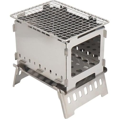 Foldable Stainless Steel Barbecue Grill Set Durable Portable Stove Rack Kit Portable Charcoal Firewood Barbecue Stove