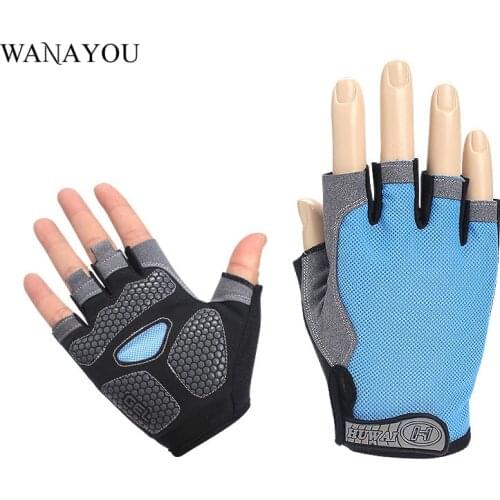 WANAYOU Sports Gloves Half-finger Anti-slip Damping Outdoor Thin Breathable Weight Lifting Gloves Body Building Training Gloves