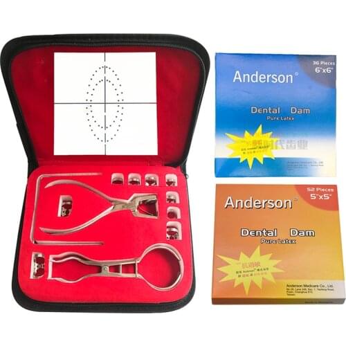 Dental Dam Perforator Hole Puncher Set Rubber Dam Mouth Gap Mouth Opener Dam Pure Latex Rubber Dam Template Dentist Tools