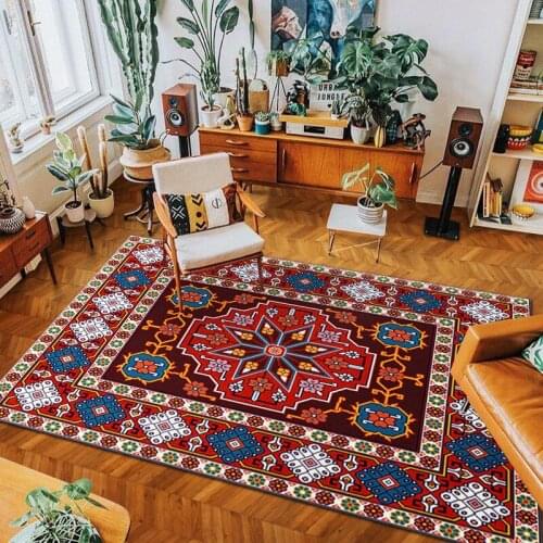 Fabric Colourful Patterned Bohemia Style Carpets For Living Room Geometric Printing Floor Parlor Bedroom Rug Washroom Modern Mat